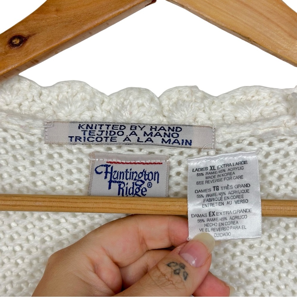 Hand Knit Patchwork Cottagecore Knit Button Down … - image 6